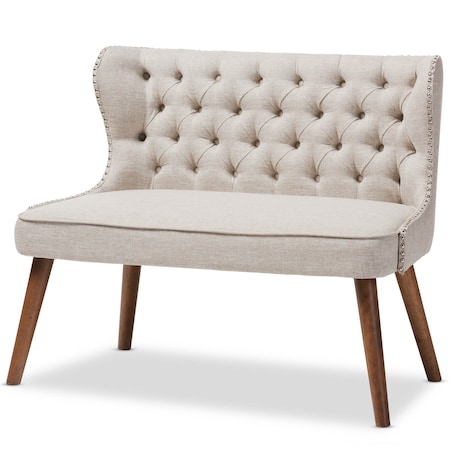 Baxton Studio Scarlett Beige Button-Tufting with Nailheads 2-Seater Loveseat 129-7081